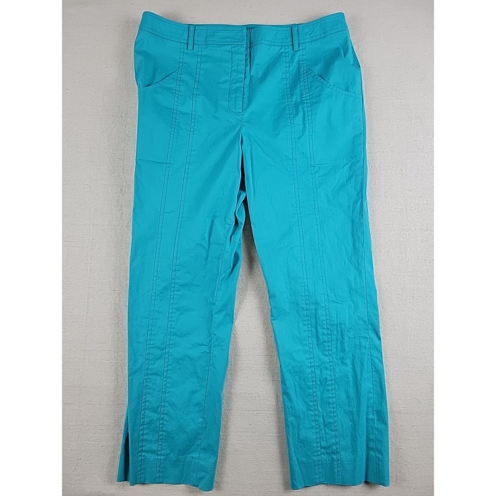 Doncaster Womens Teal Stretch Pants Size 12 Slim Straight Cropped / ankle-length
